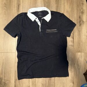 Armani Exchange Men's Navy Polo with White Collar